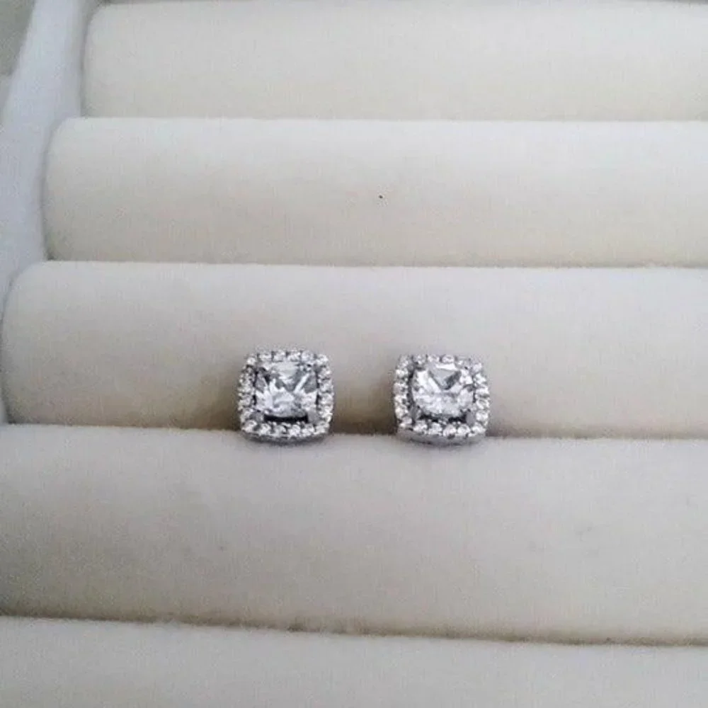 Halo Stud Earrings with Swarovski Elements - Picture 4 of 6